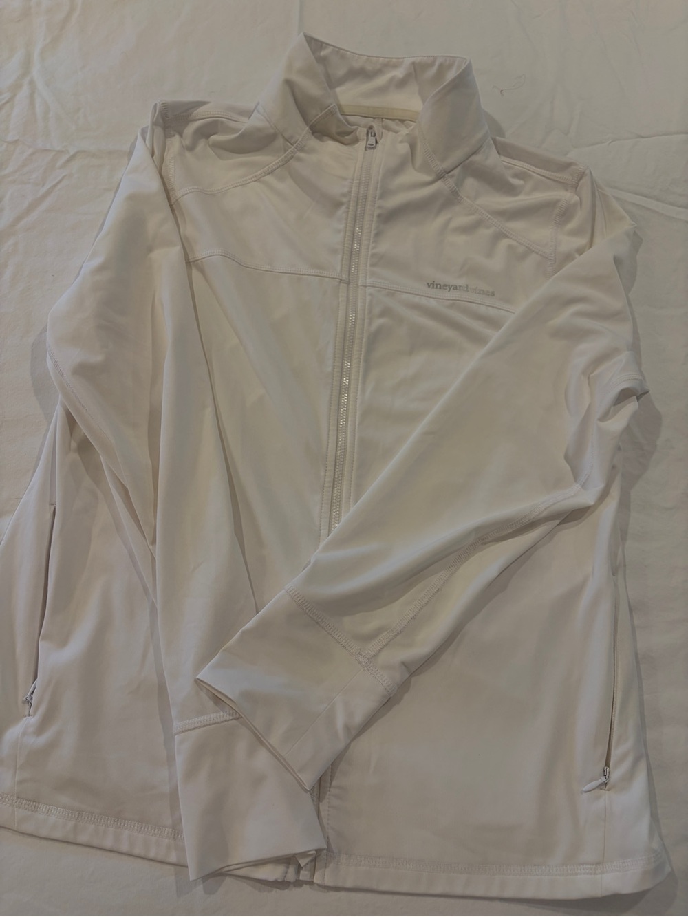 Vineyard Vines Women's White Lightweight Zip-Up Athletic Jacket